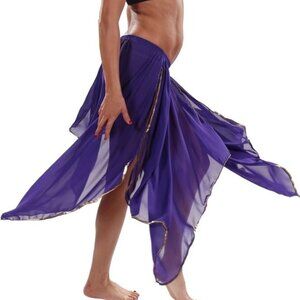 Festival Rave Purple/Gold Asymmetrical Chiffon Petal Skirt with Sequins trim